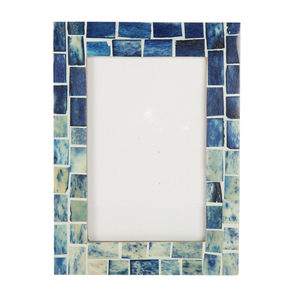 Cadre photo personnalisable en bois et résine, marron, avec incrustation de corne naturelle brillante, bordure mosaïque, style luxe classique antique, design sur mesure - Product Image 4