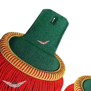 Épaulettes d'épaule en tissu brodé sur mesure, faites à la main, de haute qualité, style Napoléon français, avec franges cordées rouges - Product Image 2