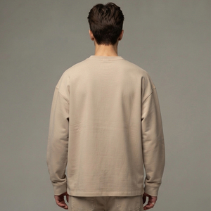 T-shirt décontracté surdimensionné à manches longues 100 % coton pour homme, style été, col rond, coupe ample, idéal pour le sport - Product Image 2