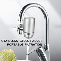 Filtre à eau pour robinet en acier inoxydable avec adaptateur universel, filtration en 3 étapes, filtre en céramique