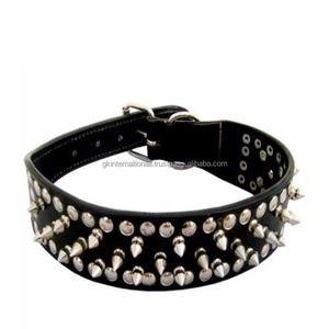 Collier de chien en cuir personnalisé avec pointes de rivet disponible dans toutes les tailles fabriqué en Inde collier pour chien en cuir fait main toutes les tailles - Product Image 1