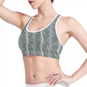 เสื้อชั้นในกีฬาสำหรับผู้หญิงแบบ Racerback ลายดอกไม้ ระดับการซัพพอร์ตปานกลาง ระบายอากาศได้ดี เหมาะสำหรับโยคะ คอกลม ผลิตจากผ้าสแปนเด็กซ์และโพลีเอสเตอร์ - Product Image 2