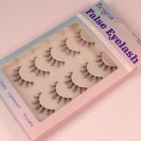 Cils artificiels de luxe haut de gamme faits à la main, effet naturel, réutilisables, en matériau PBT, 5 paires pour usage quotidien, bande invisible
