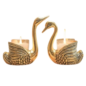 Nordic Style Gold Leaf Votive Candle Holders <b>Set</b> Of 2 Metal Table Decorative Tealight Stand for Christmas Wedding Diwali Decor - Product Image 5