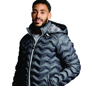 Classic Men's Waterproof Breathable Black V-neck Puffer Jacket Lightweight Winter Casual Streetwear <b>Covered</b> <b>Button</b> Closure - Product Image 1
