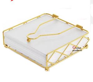 ที่ใส่กระดาษเช็ดปากสแตนเลสสตีลเคลือบสีทองเงาเรียบง่ายสำหรับโรงแรม ร้านอาหาร และบาร์ - Product Image 1