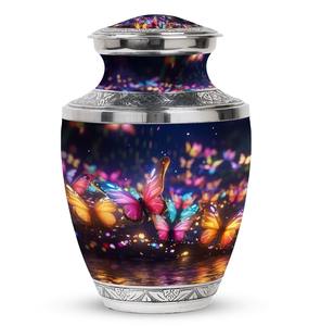 Urna Conmemorativa Decorativa con Mariposas en el Bosque, para Cenizas Humanas, Recuerdo Funerario Eterno - Product Image 1