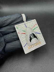 Pendentif Thème Ricky Rosae en Cristal Strass Moissanite Argent 925 Style Hip-Hop Design Visage Bijoux Unisexe - Product Image 6
