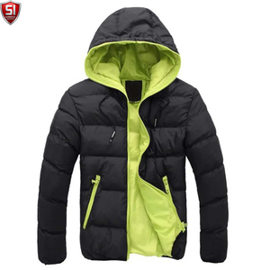 SUMROOS INDUSTRY Men's Solid Canvas Hooded Puffer Jacket <b>Winter</b> Casual Windproof <b>Thick</b> Quilted <b>Coat</b> with Zipper Closure - Product Image 2