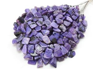Charoïte violette brute, tranches lisses polies, brin de 8 pouces, 8-15 mm, pierre naturelle certifiée par un tiers, trou de 0,30 mm pour bijoux - Product Image 6