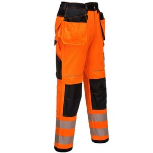 <b>Hi</b>-<b>Vis</b> <b>Orange</b> Safety Workwear Pants Multi-Pocket Cargo <b>Trousers</b> Reflective Tape Men's Construction Work Pants Durable Uniforms - Product Image 4