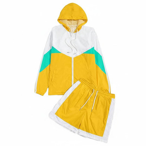 Custom Unisex Streetwear Windbreaker Tracksuit Set Breathable Lightweight Windproof Hooded Drawstring Closure Full Length Side - Product Image 5