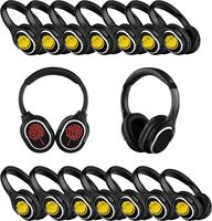 Système de casques de disco silencieux RF998A avec émetteur, design supra-auriculaire confortable, noir intégral, pour location d'événements et de conférences