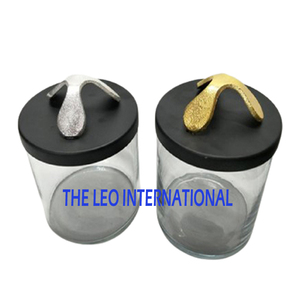 Gorgeous Look High Quality Clear Glass Canister With High Grade Gold Plated Metal Base And Heart Design Food <b>Storage</b> Kitchenware - Product Image 6