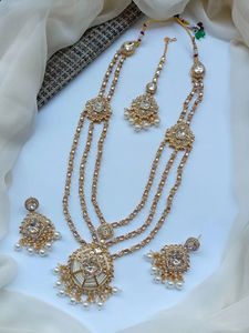 Bridal Engagement <b>Wedding</b> Navratna Kundan Necklace Earring Set Artificial Jewellery Stainless Steel Gold Plated 2026 Wholesale - Product Image 2