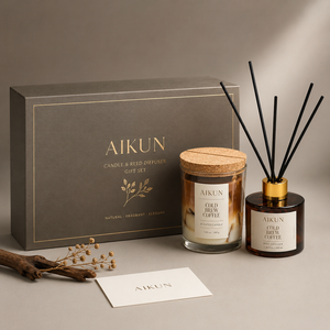 ชุดของขวัญน้ำหอมกลิ่นกาแฟหรูหรา AIKUN พร้อมก้านไม้หอมและฝาไม้ก๊อก สำหรับตกแต่งร้านกาแฟ ขายส่ง - Product Image 1