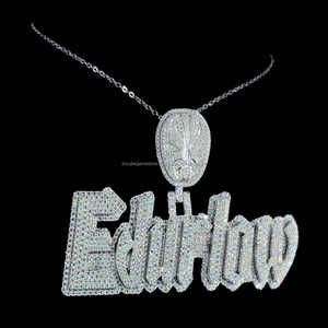 Joyería de Hip Hop para hombre colgante de letra personalizada Iced Out Plata de Ley 925 VVS Moissanite Nombre de diamante colgante de logotipo inicial - Product Image 4