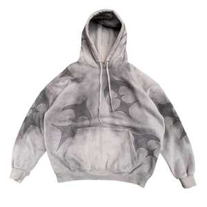Unisex Customized Front Logo Autumn Oversized Acid Washed 420g Polyester/Cotton Lined Eco-Friendly Windproof Zip-Up Hoodie - Product Image 1