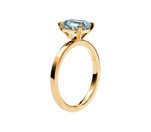 <b>Emerald</b> Cut Blue Topaz 14k Gold Plated Sterling <b>Silver</b> Luxury Elegant Gemstone Engagement Wedding <b>Ring</b> Women Bridal Anniversary - Product Image 6
