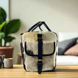 Sac de voyage en cuir véritable avec fermeture éclair, sac de sport portable pour le week-end, grande capacité LHDB-0118 - Product Image 3