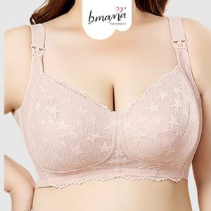 Bmama - Sujetador de encaje beige de talla grande con aros y copas finas, push-up para mujer, copas D, E, F, BR7103 - Product Image 2