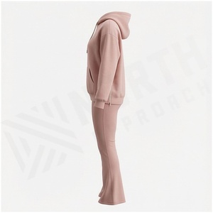 Conjunto de Sudadera con Capucha y Pantalones Deportivos de 2 Piezas para Mujer, Color Sólido, Corte Holgado, Chándal Informal de Otoño, Jogger de Algodón de Longitud Completa - Product Image 3