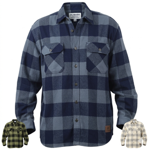 Heavyweight Men’s <b>Sherpa</b> <b>Lined</b> Flannel Shirt <b>Jacket</b> Plaid Waterproof Breathable Outdoor Sportswear Plus Size Printed Custom OEM - Product Image 2