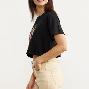 New Design Stylish Breathable High Quality Best Service Soft Comfortable Slim Fit <b>Top</b> Seller Street Wear Printed Women <b>Crop</b> <b>Tops</b> - Product Image 3