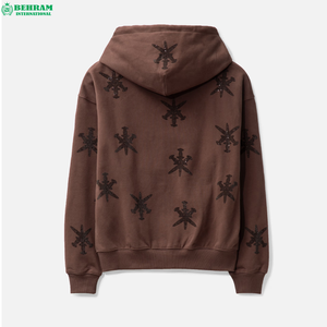 Sweat-shirt à capuche zippé de qualité supérieure pour homme, coupe oversize, en coton French Terry délavé à l'acide, avec imprimé lettres et poche avant. - Product Image 6
