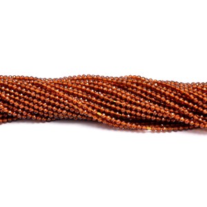 Cuentas redondas microfacetadas de Hessonita AAA de 3mm-4mm, cuentas sueltas de granate Hessonita natural, piedra semipreciosa para la fabricación de joyería. - Product Image 2