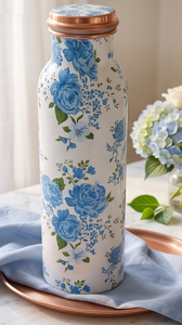 Flower Printed <b>Metal</b> <b>Water</b> <b>Bottle</b> Blue and White Printed <b>Water</b> <b>Bottle</b> Health Benefits Uses for Camping <b>Water</b> <b>Bottle</b> - Product Image 3