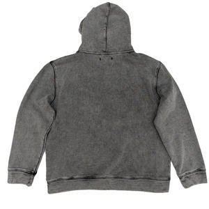 Sweat-shirt à capuche décontracté pour l'extérieur, en coton épais, délavé à l'acide, personnalisable, pour impression - Product Image 2
