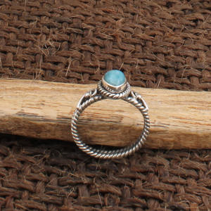 Anillo de Plata de Ley 925 con Engaste de Larimar en Forma de Pera, Hecho a Mano, Estilo Boho Clásico, Anillo Solitario Delicado, Certificado Jaipur Wedding - Product Image 5