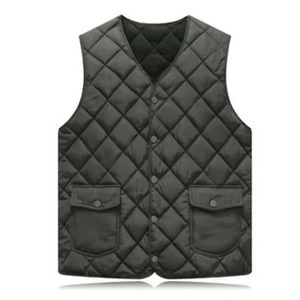 Gilet matelassé sans manches personnalisé pour homme, multi-poches, col en V, fermeture éclair, décontracté, hiver, couleur unie, réversible - Product Image 1