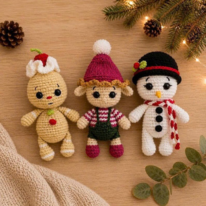 Combo de Juguetes Educativos de Algodón de Fantasía, 5 Piezas, Patrón de Amigurumi de Ganchillo Navideño sin Coser, Diseño Mixto - Product Image 6