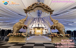 Arche de bienvenue exclusive en fibre de verre blanche pour grand mariage, décoration éléphant, portail d'entrée, aménagement de scène de mariage traditionnel en intérieur, Sydney - Product Image 5