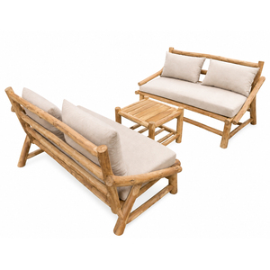 Juego de Sofás Kayana de Madera de Teca Sólida, Estilo Rústico, Calidad Premium, Resistente a la Intemperie, Muebles de Jardín, Patio o Resort, 4 Plazas - Product Image 5