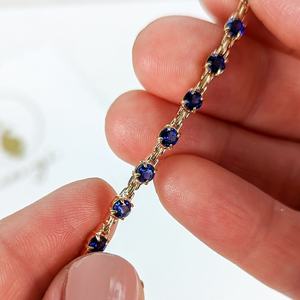 Sapphire Claw Prong Tennis Bracelet 925 Sterling Silver 14K Gold Plated Fully Customizable Luxury Jewelry - Product Image 1
