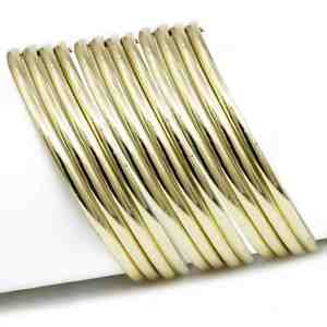 Venta al por Mayor de Brazaletes de Latón Chapados en Oro de 14K, 18K y 24K, Lisos, de 3 y 4 mm, Estilo Indo-Occidental, Juego de 12 Piezas, Joyería para Mujer - Product Image 2