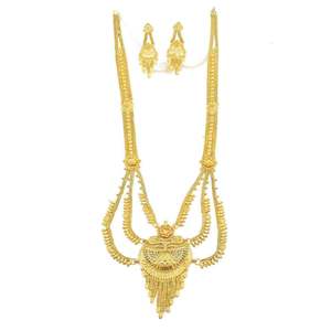 Juego de Collares Rani Haar de Oro Micro de 14K, 18K, 24K al por Mayor, Conjunto de Joyería de Latón Dorado de Moda con Diseño Floral para Novias y Bodas - Product Image 2