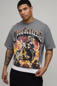 Camiseta Gráfica para Hombre, Unisex, de Algodón, Oversize, Manga Corta, Estilo Vintage, Casual, Talla BK, S - Product Image 3