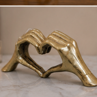 Escultura Moderna de Manos en Forma de Corazón de Aluminio Dorado, Arte Abstracto Hecho a Mano para Decoración de Mesa, Adorno para Hogar, Oficina, Boda, Sala de Estar