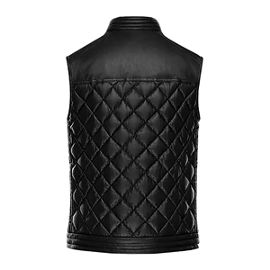 เสื้อกั๊กหนังสำหรับนักขี่มอเตอร์ไซค์ชาย พร้อมป้ายปักแบบกำหนดเอง หนังวัวแท้ เสื้อกั๊กไบค์เกอร์ ผู้ผลิต OEM ODM - Product Image 2