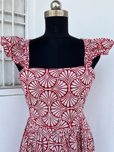 Open Back Bow Tie Woven Cotton Breathable A-Line Maxi Dress Sleeveless <b>Summer</b> Boho with Ruffle Strap for Women Wholesale - Product Image 3