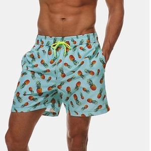 Bañadores de hombre con estampado de piña, de secado rápido, con cordón, pantalones cortos de playa informales, tejidos, de cintura media - Product Image 2