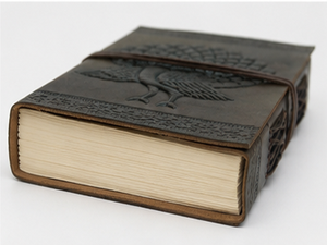 Wholesale Handmade Classic Embossed Dark Brown Vintage Hardcover Leather Notebook Beautiful Peacock Print Texture Customizable - Product Image 6