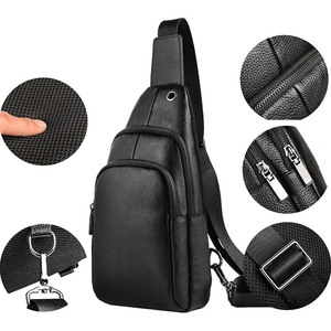 Bolso de pecho minimalista de PU, bolso de hombro con cierre de cremallera, antirrobo, uso diario, todas las estaciones, negro - Product Image 4