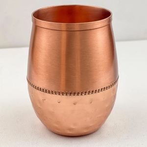 Engraved Pattern Copper Glass Tumbler Decorative Ayurvedic Drinking Water Cup Metal <b>Drinkware</b> Export - Product Image 3