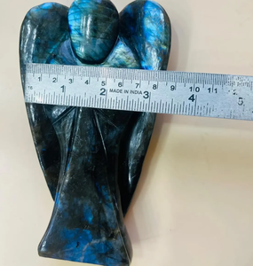 Grand ange en cristal de labradorite éclatant, sculpté à la main, pour la maison et le bureau, ALIF CRYSTAL et AGATE Gujarat - Product Image 6