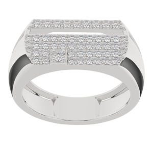Bague pour femme en argent fin plaqué, sertie de moissanite et de diamants, avec plaque carrée et petit grappe rond, cadeau d'anniversaire de mariage - Product Image 3